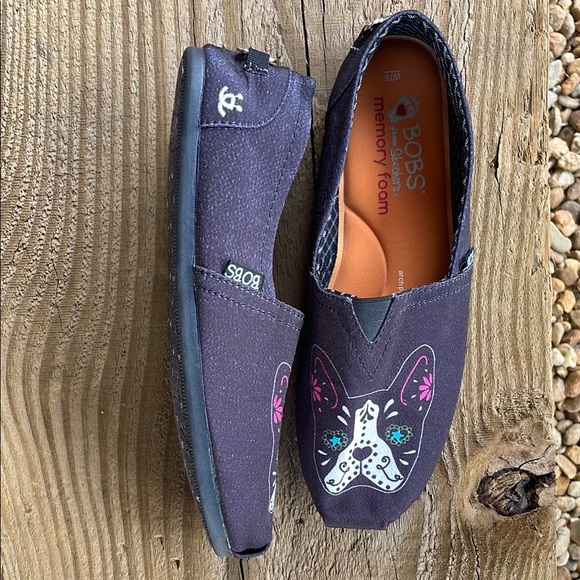 BOBS for Dogs from Skechers Womens Slipons with Colorful Boston Terrier sz 7 1/2 - Picture 7 of 8